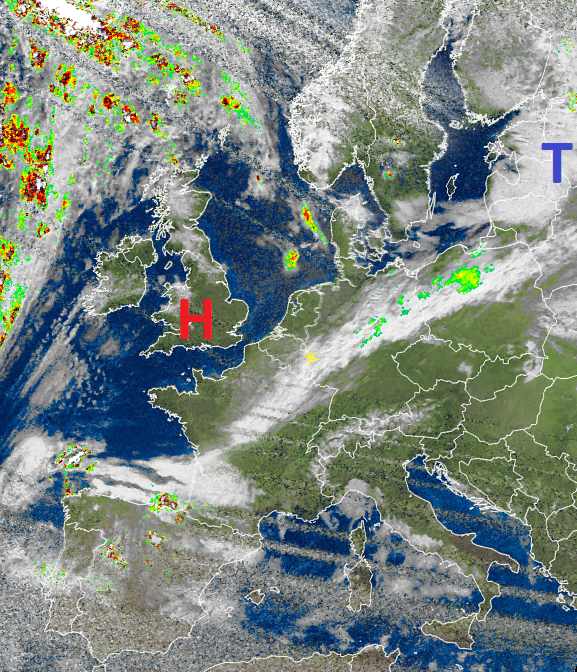 Satellite image of a cold front over Germany